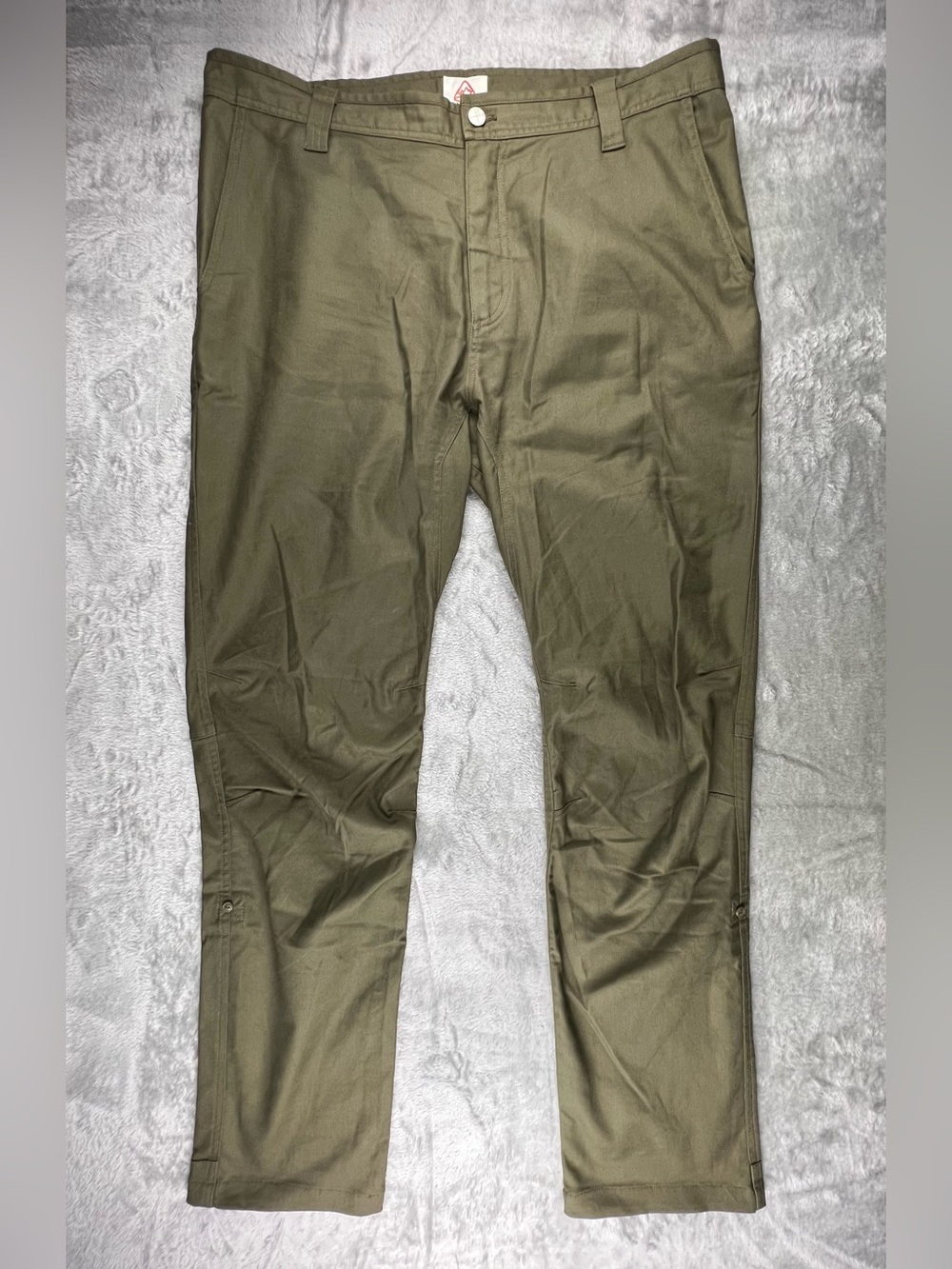 LIVSN Flex Canvas Pants Mens 38x32 Green Stretch Hiking Outdoor Organic Roll Tab